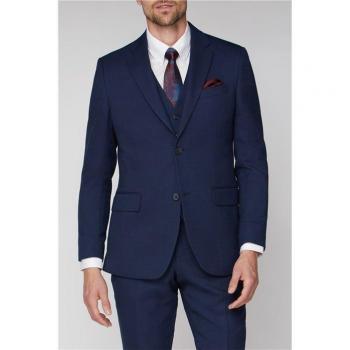 Jeff Banks Navy Hopsack Regular Fit Travel Suit Jacket