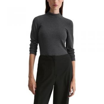 Marc O’Polo Damen Langarmshirt grau L, unifarben, Regular Fit