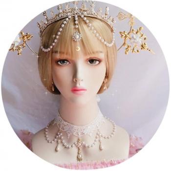 Baroque Cosplay Pearl Cherubs Headwear and Necklace