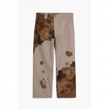 Desigual, Baumwollhose mit floralem Design, Braun, 28