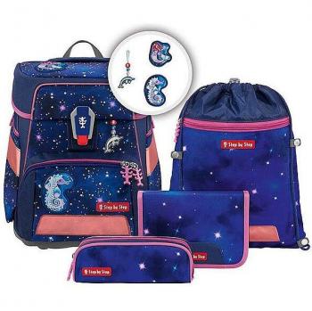 Space Reflect 5-teiliges Schulranzen-Set mit Star Seahorse Zoe Design