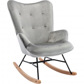 Décoshop26 – Fauteuil Bascule Grisé avec Bouton Décoratif
