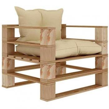 VidaXL Divano da giardino in legno con cuscini crema
