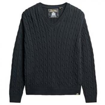Pull‑Over Col V Marine Superdry Femme Taille 38‑40