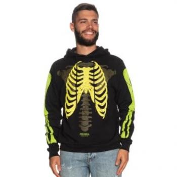 Hoodie Leggero Uomo Phobia Archive con Ossa Nere e Verdi, Taglia S