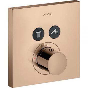 Hansgrohe Starck ShowerSelect Termostato cuadrado empotrado (Axor) – 2 usuarios, rojo dorado pulido