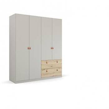 Drehtürenschrank RAUCH Homey by Quadra Spin, 4-türig, grau, mit Ledergriffen