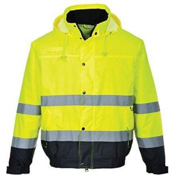 300D Oxford Weave Class 3 Two Tone Hi Vis Bomber Jacket Yellow/Navy