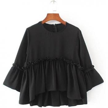Blusa de Manga Tres Cuartos Neploe, Primavera Verano, Diseño Europeo, Con Volantes, 66896