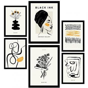 Nacnic Set de 6 Pósters Abstractos en Tinta Negra
