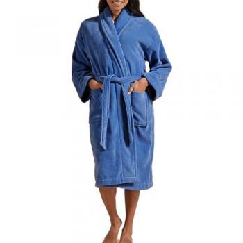 Premium Shear‑Cotton Supreme Velour Robe – Mid Blue L