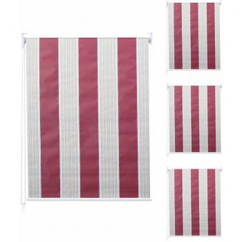 Estor Enrollable de Ventana HHG 338, Set de 4, 100x160cm, Rojo/Blanco/Beige