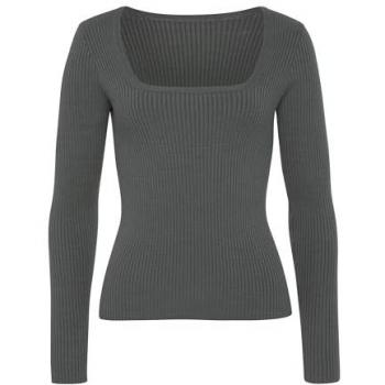 LASCANA Strickpullover, aus Rippstrick mit eckigem Ausschnitt, elegant-chic, Basic