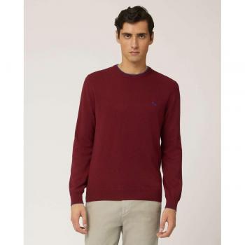 Harmont & Blaine, Round-neck Knitwear, male, Red, Size: M Red Long Sleeve Sweater with Embroidery