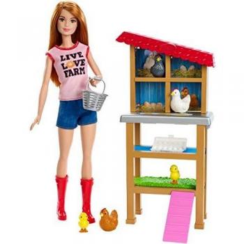 Barbie Carriere Fattoria dei Polli, Playset con Bambola, Galline, Polli e Accessori, FXP15