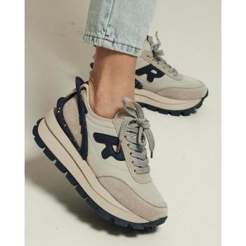 Beige en blauw nubuck sneakers Lifexpert 923111 dames 36