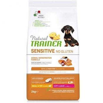 NATURAL TRAINER Sensitiv No Gluten Small & Toy Cane Puppy Junior (+2 Mesi) Salmone E Cereali Integrali – 2 kg