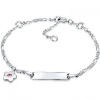 Bracciale nascita incisione floreale in argento puro