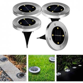 GEEDIAR Lumière de Jardin Solaire, Lampe de Solaire au Sol, Étanche IP65, 100LM, 4 Lampes
