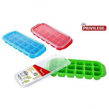 Privilege 52346 Assorted Color 3‑Pack Ice Bucket, 18 Cubes + Cover