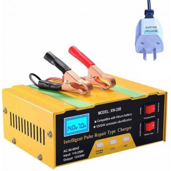 Intelligentes Puls-Batterieladegerät für Autos 110V-250V 12V 6A, reines Kupfer, mit Adapter
