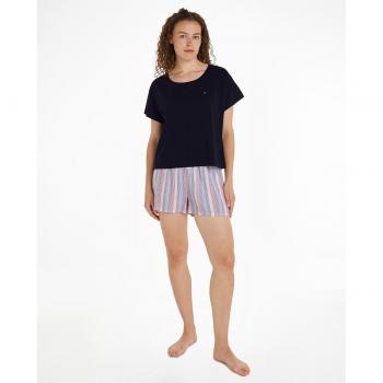 TOMMY HILFIGER Nachtanzug für Damen, Logo-Stitching, Größe L