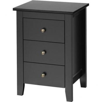 Kommode „KOMFOTTEU“ – 3 Schubladen aus Holz, runde schwarze Griffe, für Schlafzimmer & Büro
