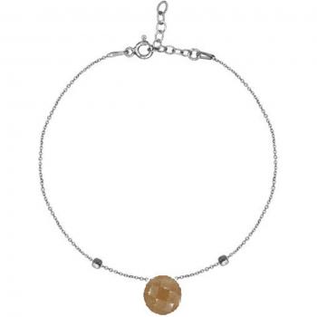 Pulsera 'Meghan' de Plata con Piedra de Luna Rosa de 8 mm