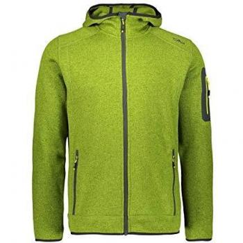 CMP Herren Fleecejacke Knitted Fix Hood Jacket 3H60847N Cactus-Lime 48 – Herren-Fleischfett Fleecejacke mit verstellbarem Kapuze, Zitrusgrün