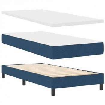 Lit à Ressorts avec Matelas Polyester Bleu 90x200 cm