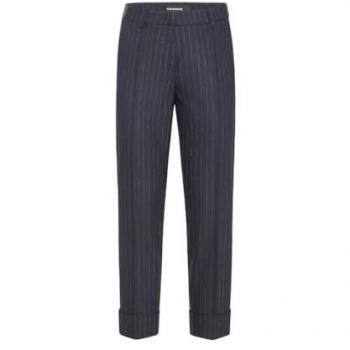 Elegant Navy Striped Trousers for Women, Cambio, Size 2XL