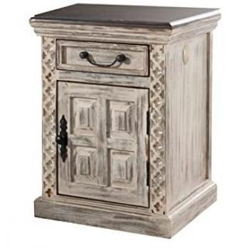 Comodino bianco cerato in legno di mango e acacia 45x40x60 CASTLE ANTIK 259