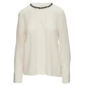 S.Oliver BLACK LABEL Viskosebluse mit Bouclé-Detail, Größe 46