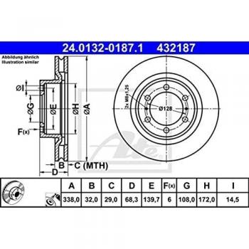 Disque de frein ATE 24.0132-0187.1 avant, ventilé, 1 pièce
