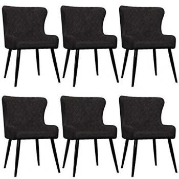 Esszimmerstühle, 6‑er-Set, Schwarz Samt