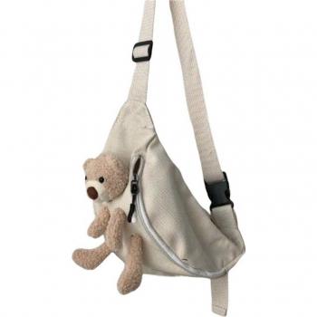 Sac à bandoulière en toile pour étudiants avec motif ours mignon