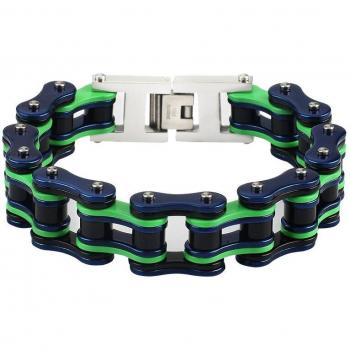 Hip Hop Armband aus 316L Edelstahl in Blau und Grün für Herren und Damen