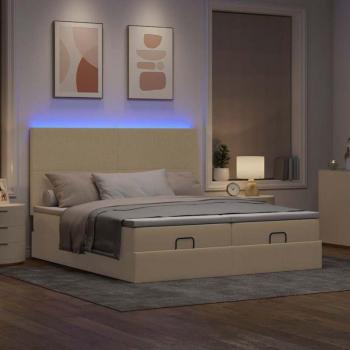 Lit avec rangement ottoman crème 200x200cm