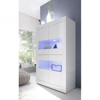 Bianco Lucido Vetrina Doppia Colonna Beta 4 Ante