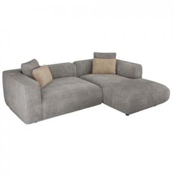 Canapé d'angle droit TALMINE en velours texturé gris