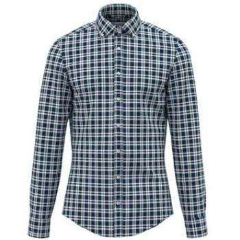 Herren Flanellhemd Shaped Karo mit Button-Down-Kragen in Türkis