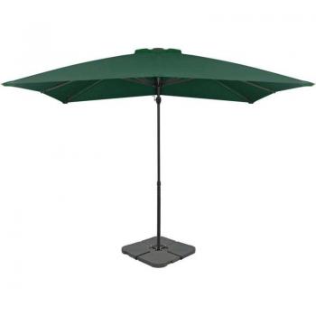 Sombrilla de patio verde con base desmontable