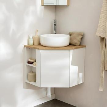 Meuble d'angle SORRENTO avec vasque blanche intégrée