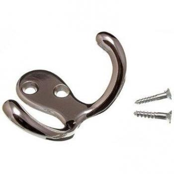 Twin Hat and Robe Coat Hanger Clothes Hook Chrome CP with Screws