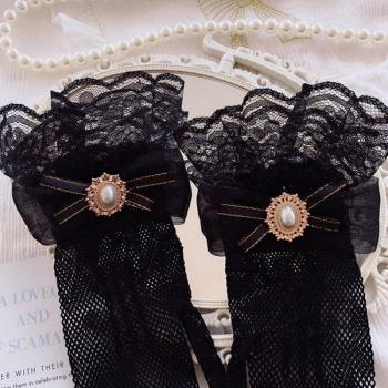 Gants de princesse en dentelle pour filles, accessoires de bal avec nœud d'anniversaire