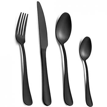 Pleafind 16‑Piece Matte Black Flatware Set for 4 People