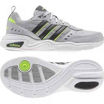 Short Adidas Course Homme gris, modèle F17, finition gris six, signal vert, taille 44 2/3 EU