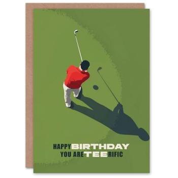 Artery8 Birthday Card Tee Shot Golf Pun Joke Golfer Funny For Him Dad Brother Son Papa Grandad Greeting Card 2024 Special
