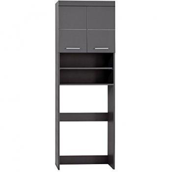 Rangement AMANDA – Cabinet sous lave-linge, double porte, gris brillant