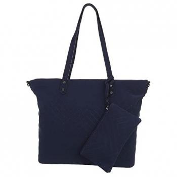 Ital-Design Kunstleder Schultertasche Dunkelblau für Damen